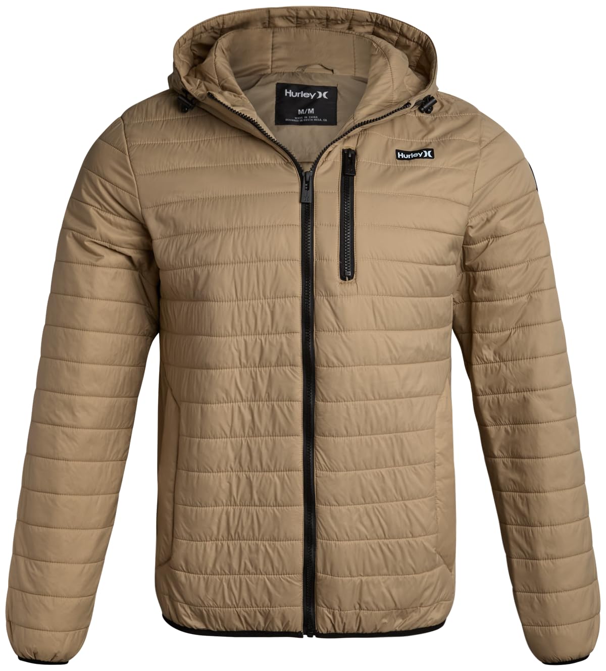 Hurley Mens Packable Puffer Jacket, Lightweight Insulated Winter Coat