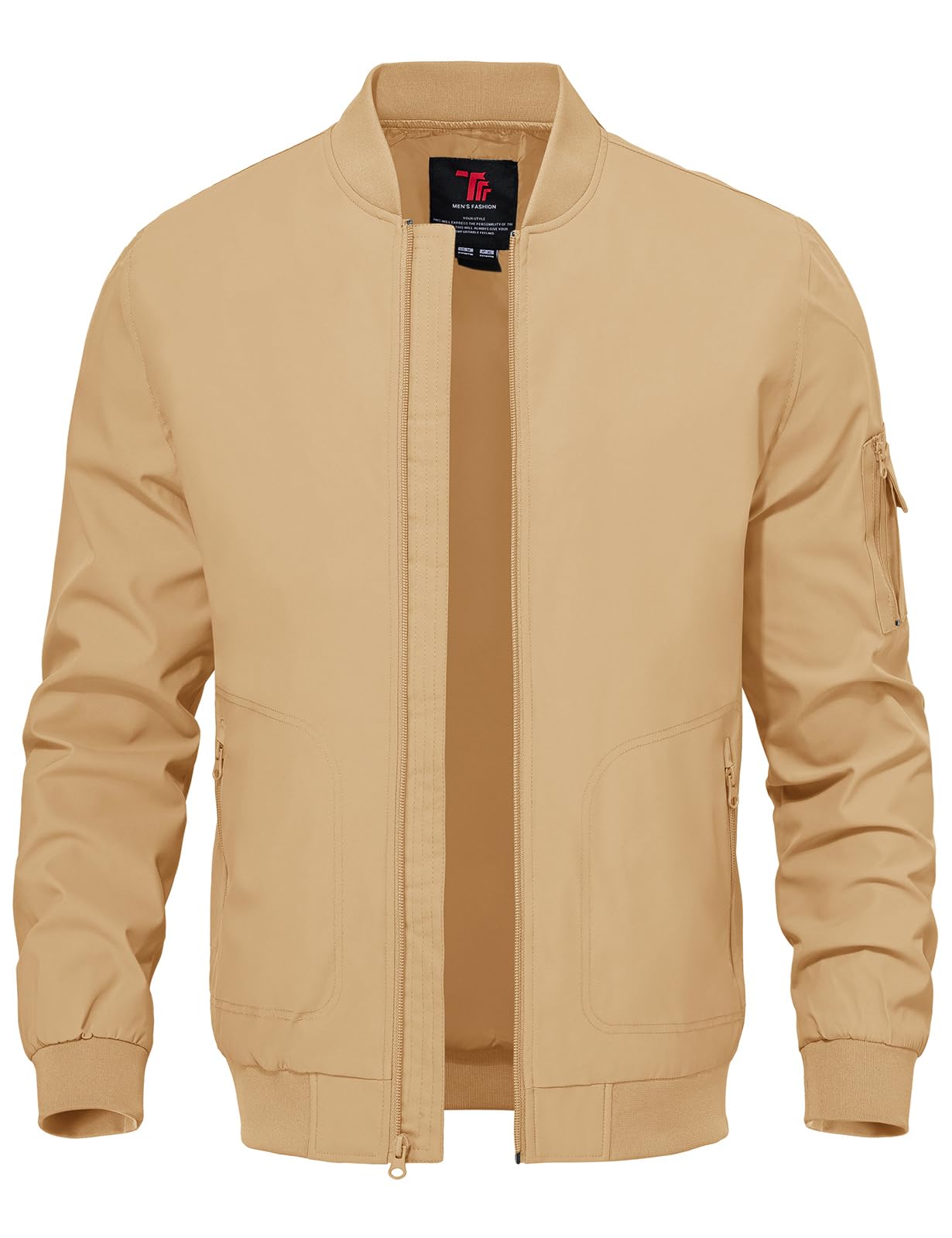 TBMPOY Men's Windproof Bomber Jackets Lightweight Training Jackets Windbreaker O