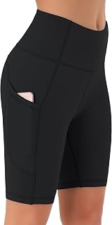 JOYSPELS Women's High Waisted Cycling Shorts with Pockets | Non-See Through, 4-Way Stretch, Activewear, Workout Shorts for Gym, Running, Yoga & Sports, Soft, Supportive, Squat Proof