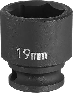 Generic Deep Impact Socket 3/8" Square Drive 19mm Metric 6 Point Socket 30mm (1.18") Long CR-MO Steel Industrial Grade Flip Socket for Home Auto Hex Nut Bolt Repair Black