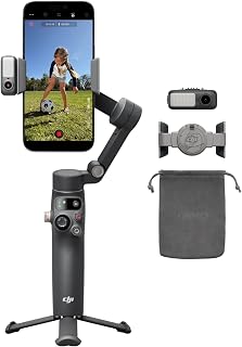 DJI Osmo Mobile 8 Gimbal Stabilizer for Phone, 3-Axis Stabilization | AI Native Tracking with Audio & Lighting, 360° Pan Rotation, Built-in Extension Rod & Tripod, 10h Battery, Extension Rod