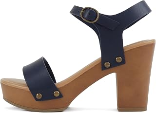 Soda Chivas ~ Women's Bold Buckles Studded Wedge Sandal