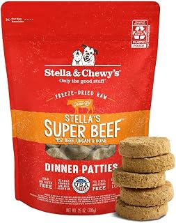 Stella & Chewy's Freeze-Dried Raw Dinner Patties - Beef Recipe - High Protein Grain-Free Puppy & Dog Food - Perfect For Picky Eaters - 25 oz