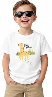 Haloumoning Maglietta a maniche corte per bambini con grafica a forma di dinosauro, animali, spiaggia, estate, girocollo, 9M-8Y