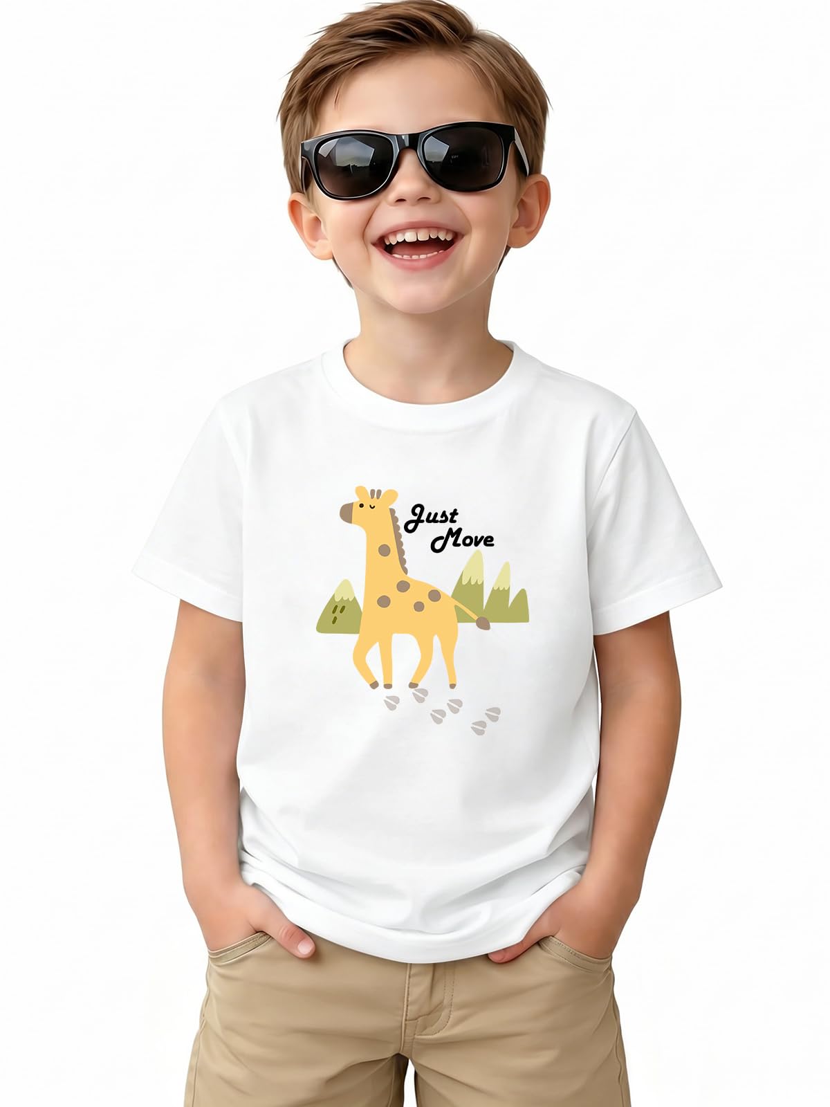 Haloumoning Maglietta a maniche corte per bambini con grafica a forma di dinosau