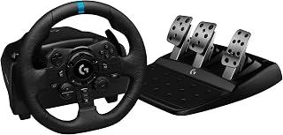 Logitech G923 Racing Wheel and Pedals for Playstation/PS5/PS4 & PC | Trueforce compatible, <1000 Hz force feedback, dual clutch launch control, genuine leather cover, for PS5, PS4, PC, Mac