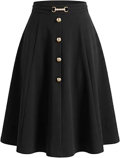 Allegra K Women Vintage A-Line High Waist Flare Midi Pleated Skirt