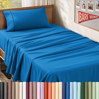Bare Home Twin XL Sheet Set - 1800 Ultra-Soft (Twin XL, Medium Blue)