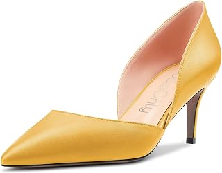 NobleOnly Women's Stiletto Medium Heel Lace Toe Cap Pumps Two-Piece Slip-on Wedding Sexy 6 cm Heels