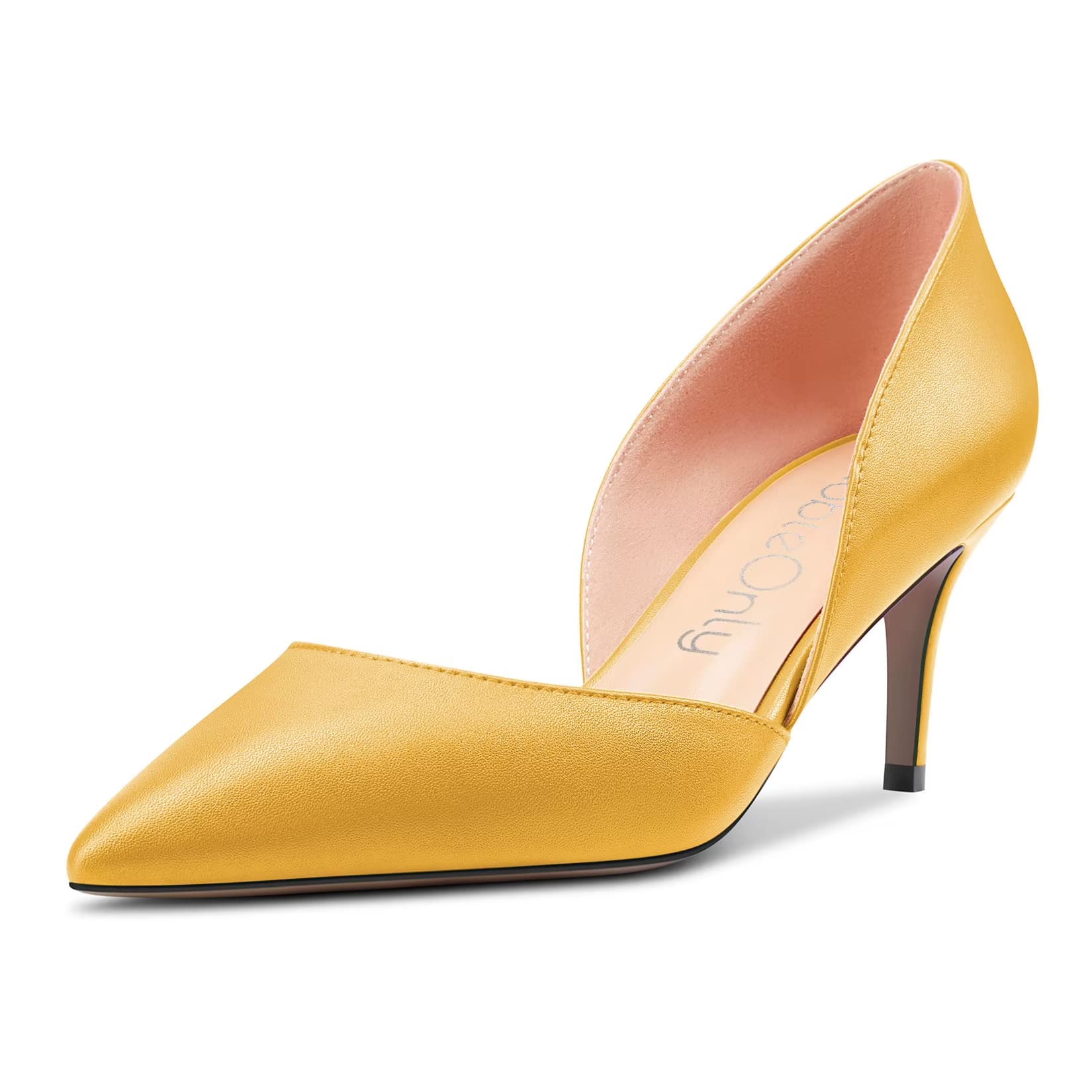 NobleOnly Women's Stiletto Medium Heel Lace Toe Cap Pumps Two-Piece Slip-on Wedd