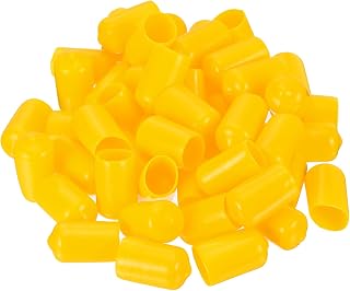 Generic 50pcs Rubber End Caps 12mm ID Vinyl Cap Cover Screw Protectors Yellow, 0.47 inch