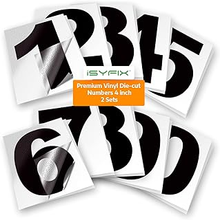iSYFIX Black Vinyl Numbers Stickers,4 Inch Self Adhesive (2 Sets),Premium Decal Die Cut and Pre-Spaced for Mailbox, Signs, Window, Door, Cars, Trucks, Home, Address Number, Indoor or Outdoor