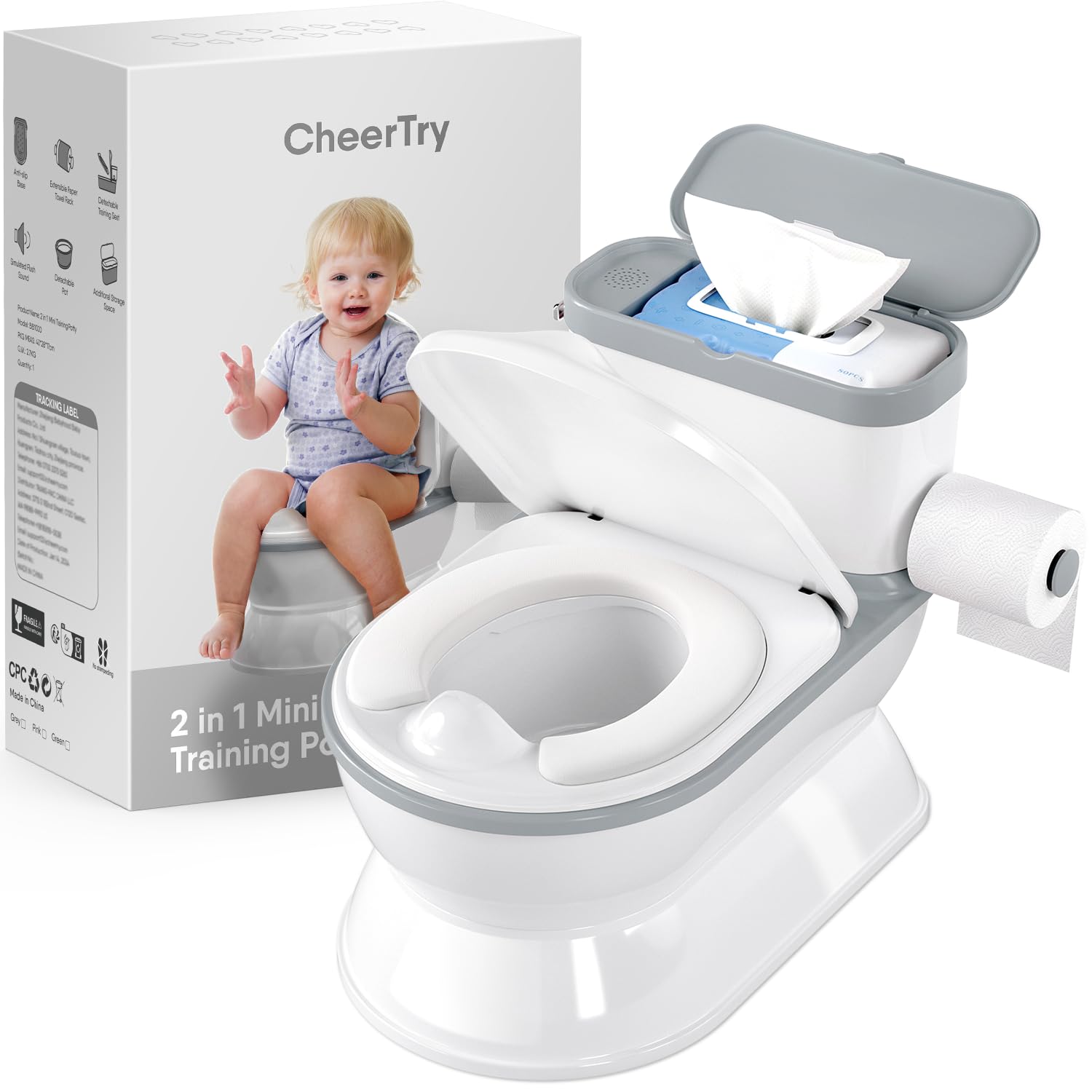CheerTry Toddler Potty Training Toilet, Larger Potty Chair, Detachable Seat | Su