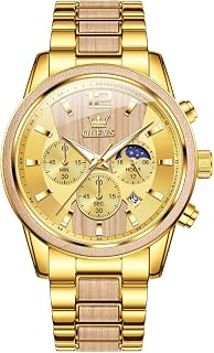 OLEVS Mens Quartz Analog Watch Stainless Steel Waterproof Luminous Date Casual Watch