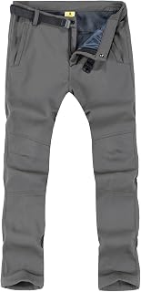 TBMPOY Men's Snow Ski Hiking Pants Waterproof Winter Fleece Lined Pants Camping Skiing Ice Fishing Pants with Belt