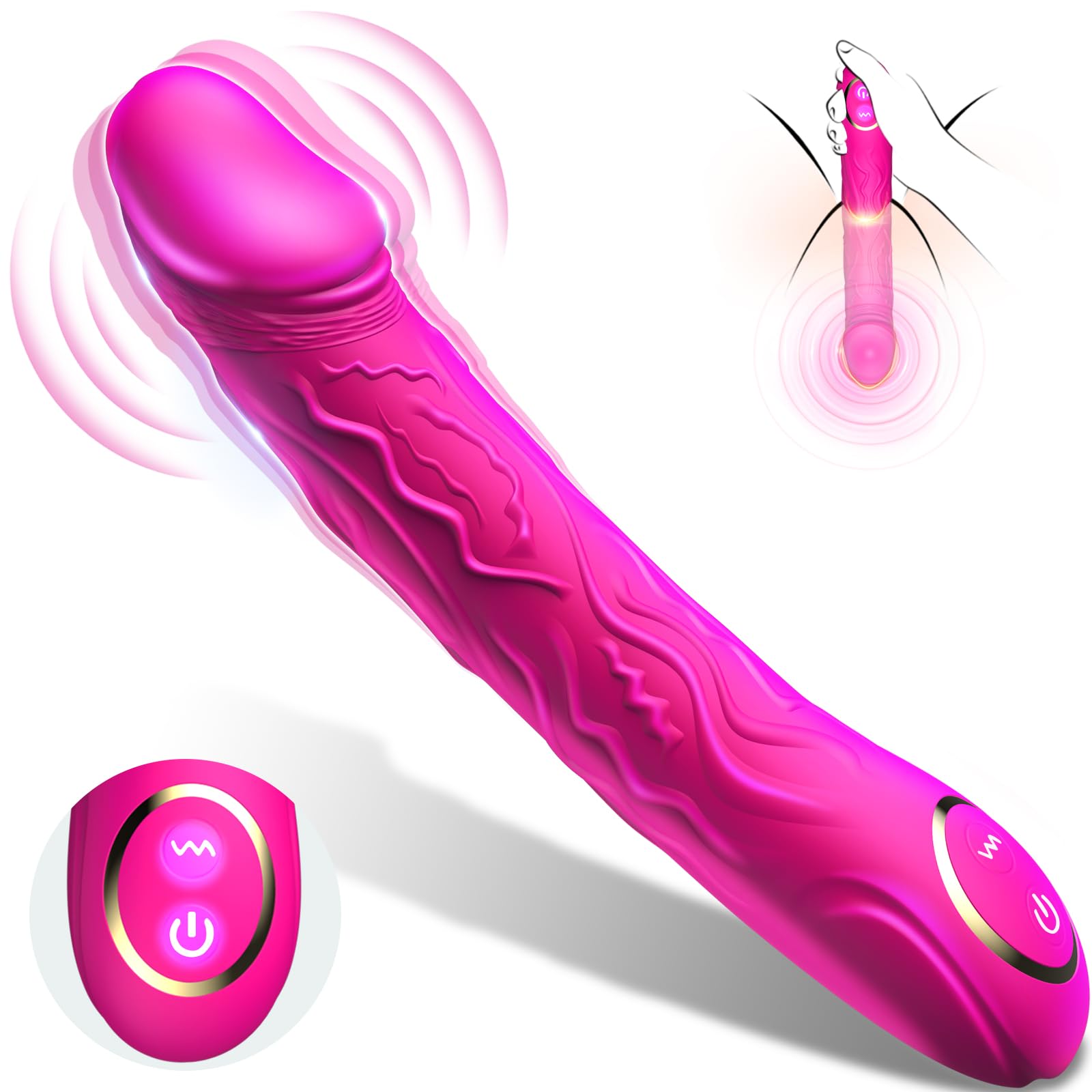 Vibrating Penis Realistic Dildo Vibrator with 10 Powerful Vibration Modes, Women