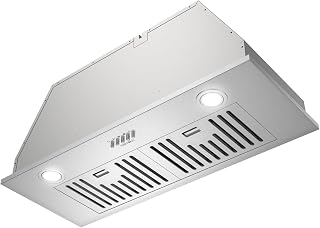Hermitlux 30″ Built in/Insert Range Hood, 600 CFM Stainless Steel Vent Hood | 3 Speed Fan, Ducted/Ductless Convertible, Baffle Filters & Charcoal Filters, Bright LED Lights
