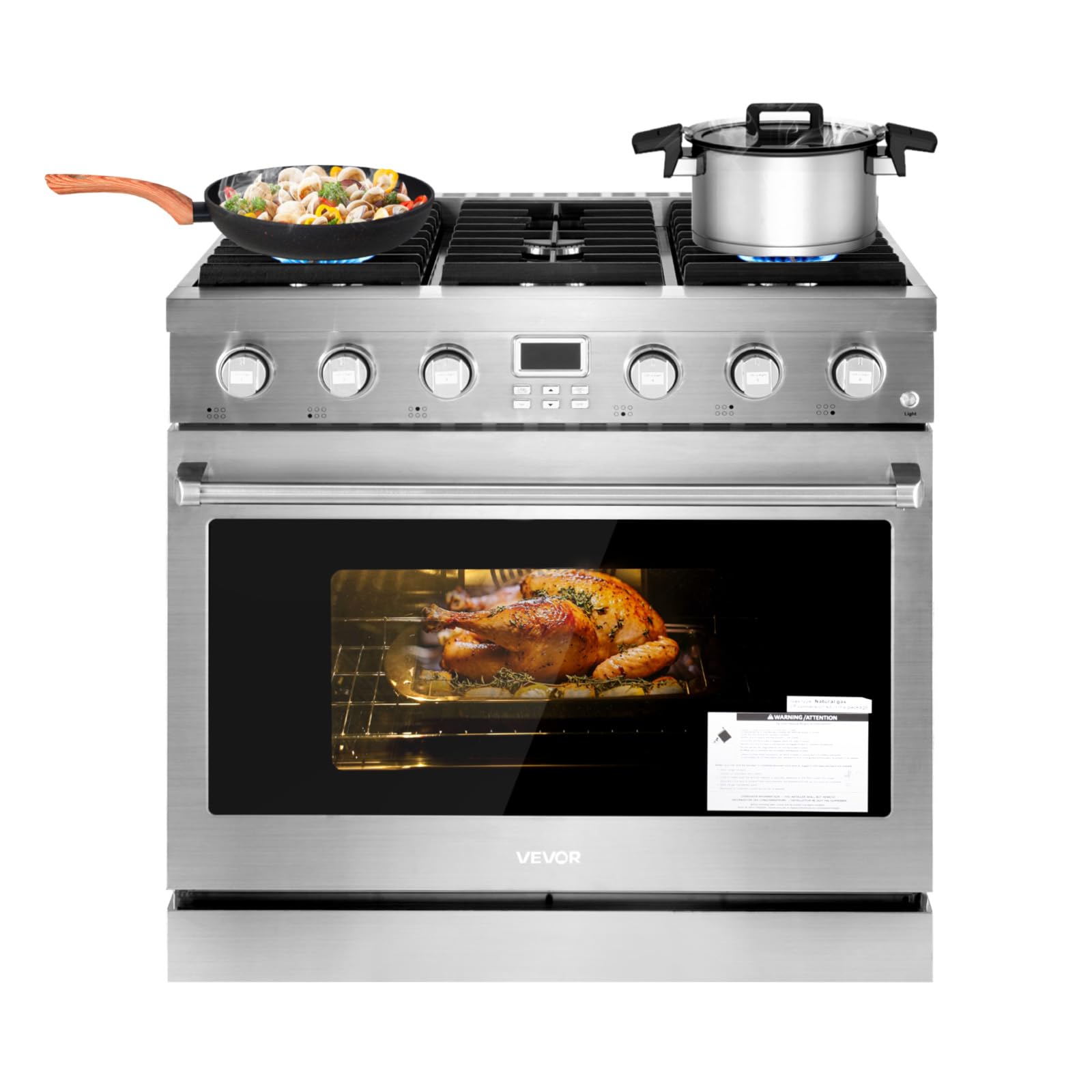 VEVOR Gas Range Oven, 36 Inches Width, Freestanding Stainless Steel Stove and Ov