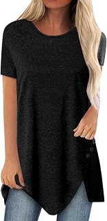 Blouses and Shirt Long Tops for Women Short Sleeve Loose Print Round Neck Latest Fashion Casual Basic Elegant Comfortable Undershirt Summer Tops Plus Size