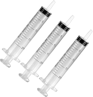 3 Pack Plastic Syringes 20ML Used for liquid measurement and replenishment | Liquid Measuring Syringe Tools with Cap for Pet Feeding, Labs, Oil,Glue ApplicationSterile, Dispensing,Watering