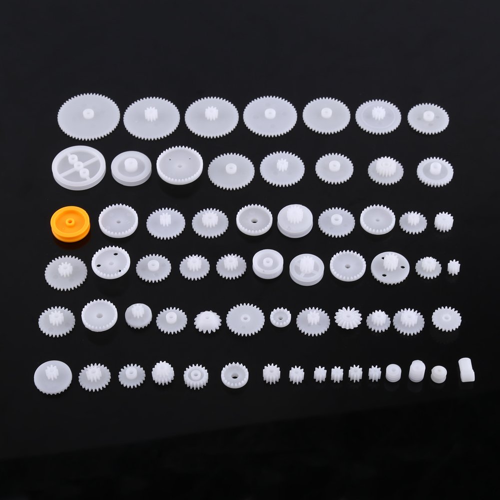 64 Kinds Plastic Gear Set, Electric Motor Gear Kit, Robot Motor Vehicle Toy DIY 