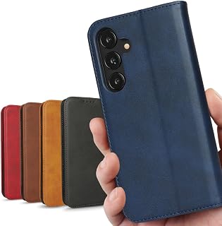 iCoverCase Galaxy S25 Folio Case Docomo SC-51F au SCG31 SoftBank SIM Free Universal Samsung Galaxy S25 Cover Shockproof Magnetic Card Case Smartphone Case Card Slots Stand Retro Navy