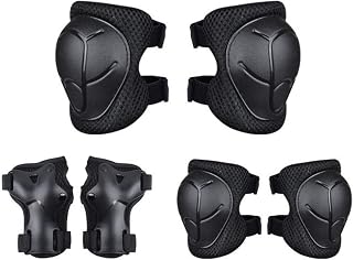 Kids Sports Protective Gear Set,6 PCS Wrist Guard Knee Elbow Pads for Children Protection Skateboard Inline Roller Skating Biking Riding Scooter,Black