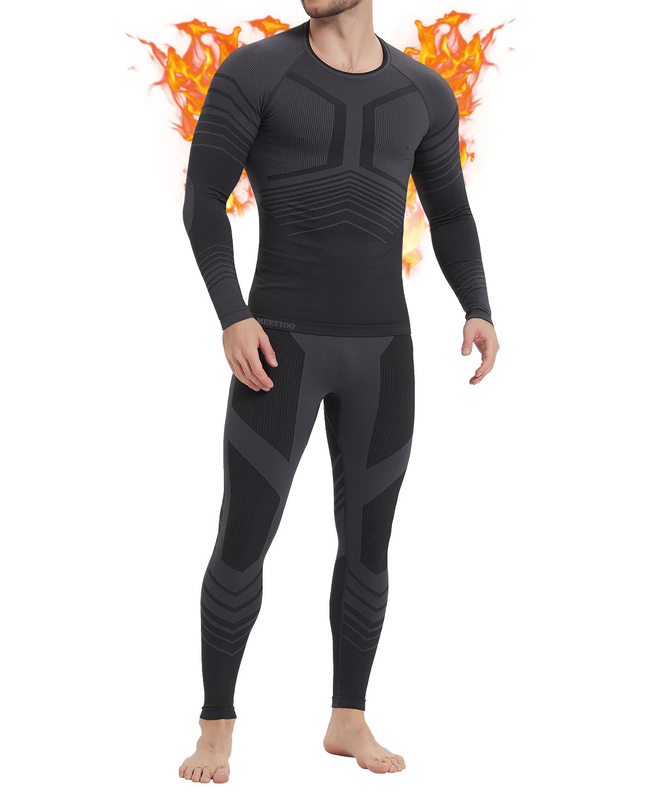 MEETWEE Men Thermal Underwear Sets, Long Sleeve Base Layer Compression Sets, Lon