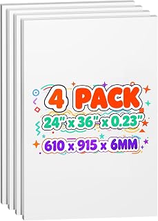 Hixdo 4 Pack Foam Board 24"x36", 0.23 Inch Thickness Poster Board, White | Double-Sided Acid-Free Foam Core Board, Large Poster Foam Board for Painting, Display, Craft & School Projects
