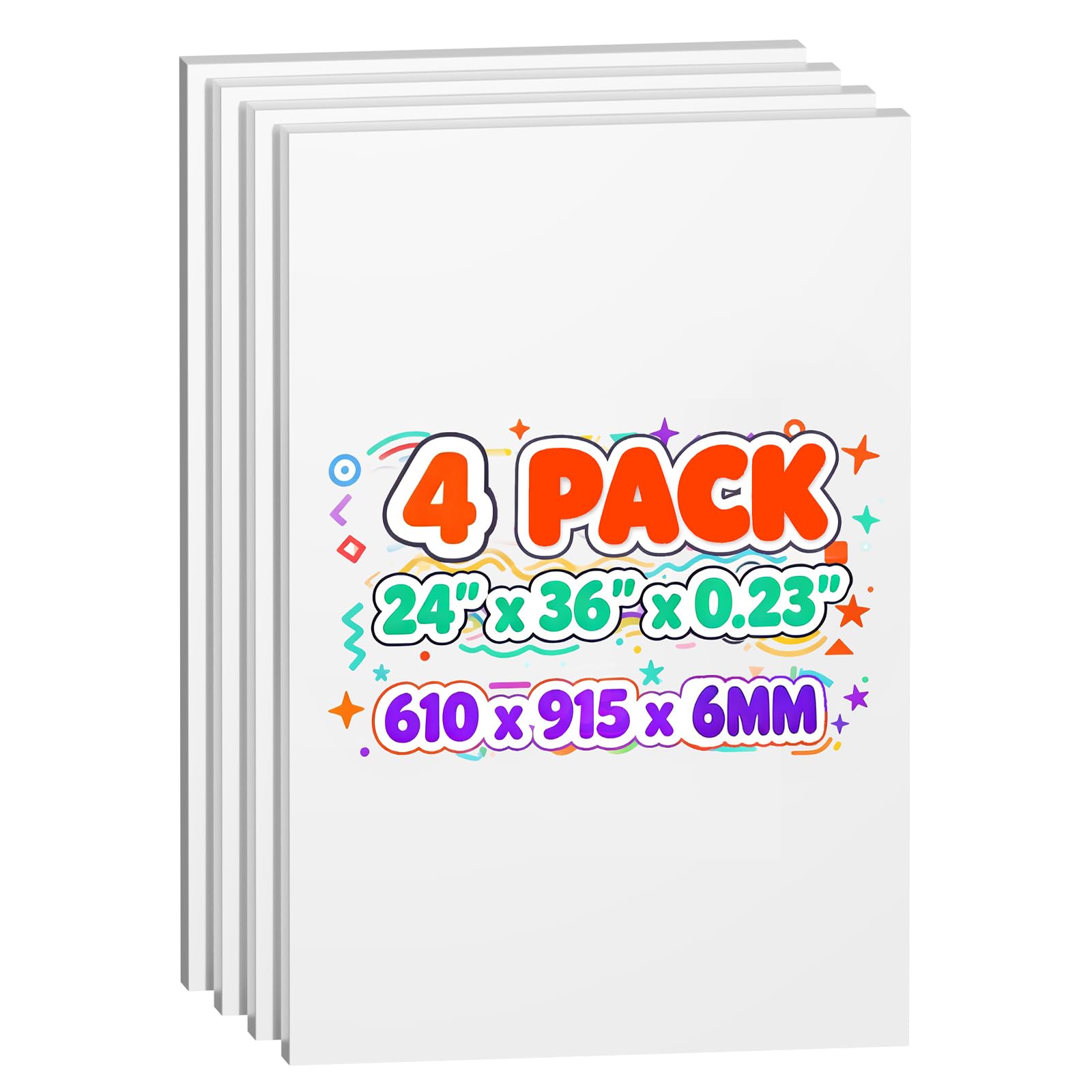Hixdo 4 Pack Foam Board 24"x36", 0.23 Inch Thickness Poster Board, White | Doubl