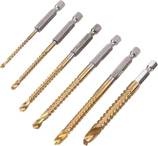 Serrated Drill Bit Set, 6 Pieces Alloy Serrated Drill Bit Set M3 to M8 Straight Hex Shank Woodworking Drill Bits