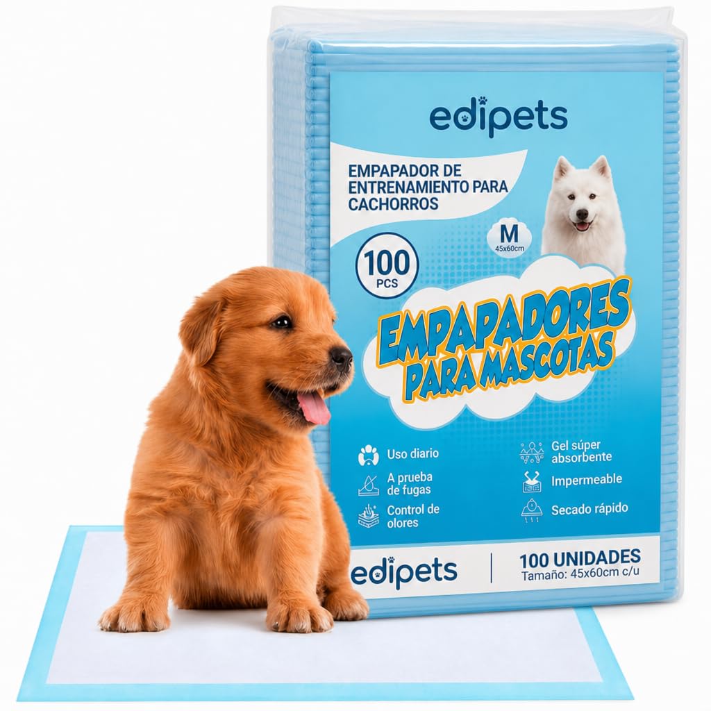 Edipets, Dog Pads, 45 x 60 cm, (White – 100 Units), Disposable Pet Mats, Trainin
