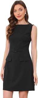 Allegra K Work Dress for Women Boat Neck Sleeveless Business A Line Dresses