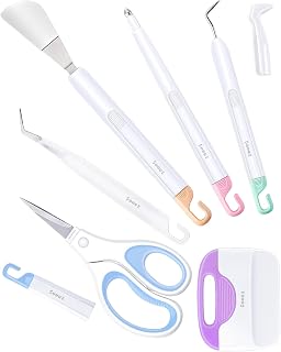 Sooez Weeding Tools for Vinyl, 6PCS Basic Tools Set | Precision Craft Vinyl Tool Kit, Scoring Stylus/Weeder/Scraper/Spatula/Tweezers/Scissors for Vinyl,Paper &amp; Iron-on Projects
