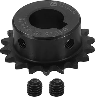 uxcell #25 Chain Roller Sprocket 14mm Bore 39.5mm OD, 18 Tooth C45 Carbon Steel ANSI #25 Roller Sprocket Round Hole with 5x2.3mm Keyway & Set Screws for ISO 04C Chain, Black