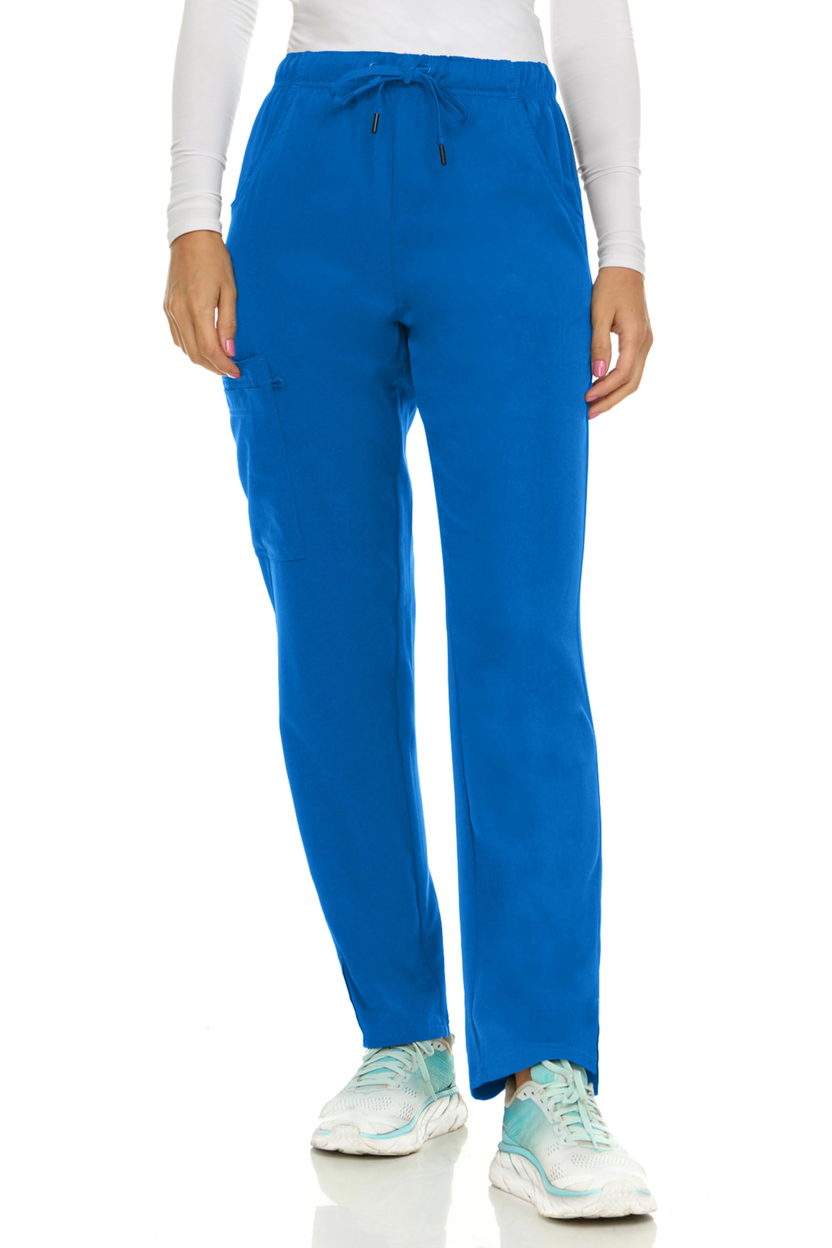 MediChic Ladies Scrubs 4 Way Style Wrinkle Resistant Stretch Straight Leg 6 Pock
