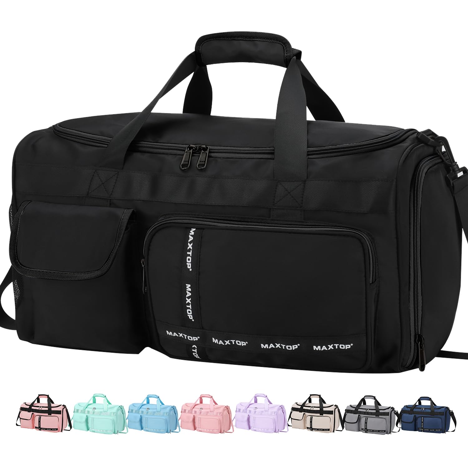 MAXTOP Large Gym Bag Women Men with Shoe Compartment Wet Dry Separation Black Ca