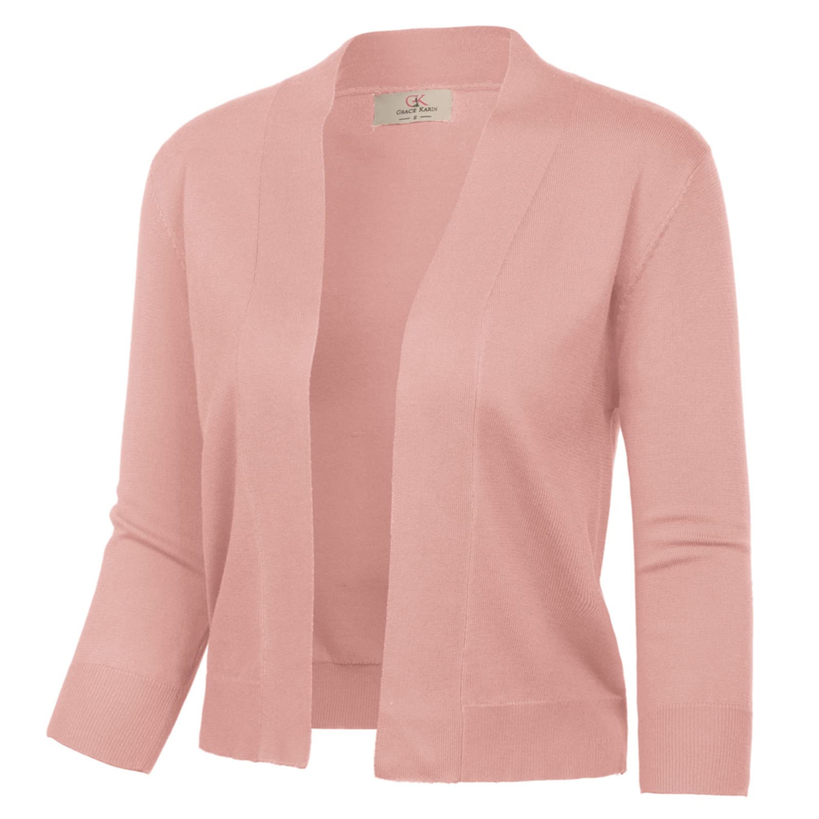 GRACE KARIN Women's 3/4 Sleeve Cropped 3/4 Sleeve Cardigan Sweaters Open Front B