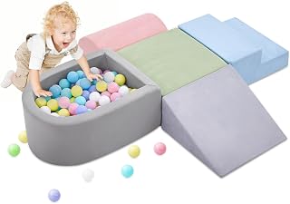 Climbing Toys for Toddlers, 5-Piece Soft Foam Climbing Blocks with Ball Pit | Toddlers Climbing Toy Indoor, Kids Climbing Blocks, Climbing Crawling Toys Foam Blocks Soft Play Set (Balls not Included)