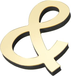 3D Acrylic Alphabet Mirror Wall Sticker Symbol & Self Adhesive Home Decor Letter Sign Art Sticker Decal DIY Home Decoration Light Gold