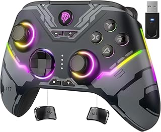 EasySMX X15 Wireless PC & Steam Gaming Controller, Hall Effect, Black | Hall Effect Joysticks, No Drift, 2 Back Buttons, RGB, 1000mAh, 20H Playtime, PC/Steam/Switch/Android
