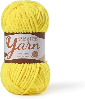 Chenille Yarn for Crocheting Plush Blanket Crochet Yarn Yellow