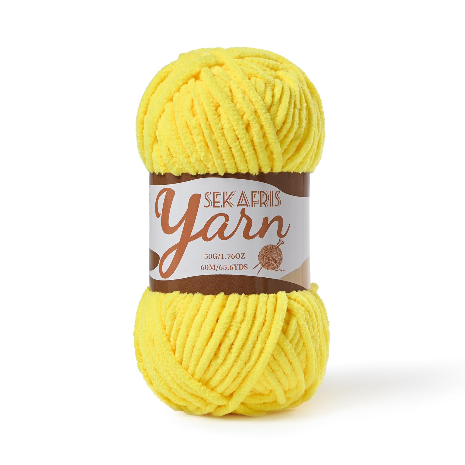 Chenille Yarn for Crocheting Plush Blanket Crochet Yarn Yellow