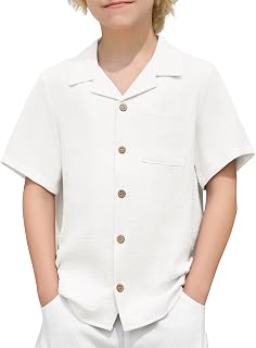 Arshiner Boys Short Sleeve Button Down Shirt Texture Summer Beach Shirts