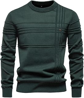 Generisch Men's Winter Pullover Crew Neck Fine Knit Pullover Men's Knitted Jumper Casual Pullover Long Sleeve Sweater Slim Fit Casual Top