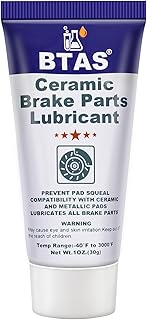 BTAS Brake Grease for Brake Caliper Parts Sliding Pin & Pad Lubricant 1oz | 100% Synthetic Formula With Ceramic Solids; Temp -40°F To 3000°F, Compatible With EPDM Brake Rubber & Plastic Hardware