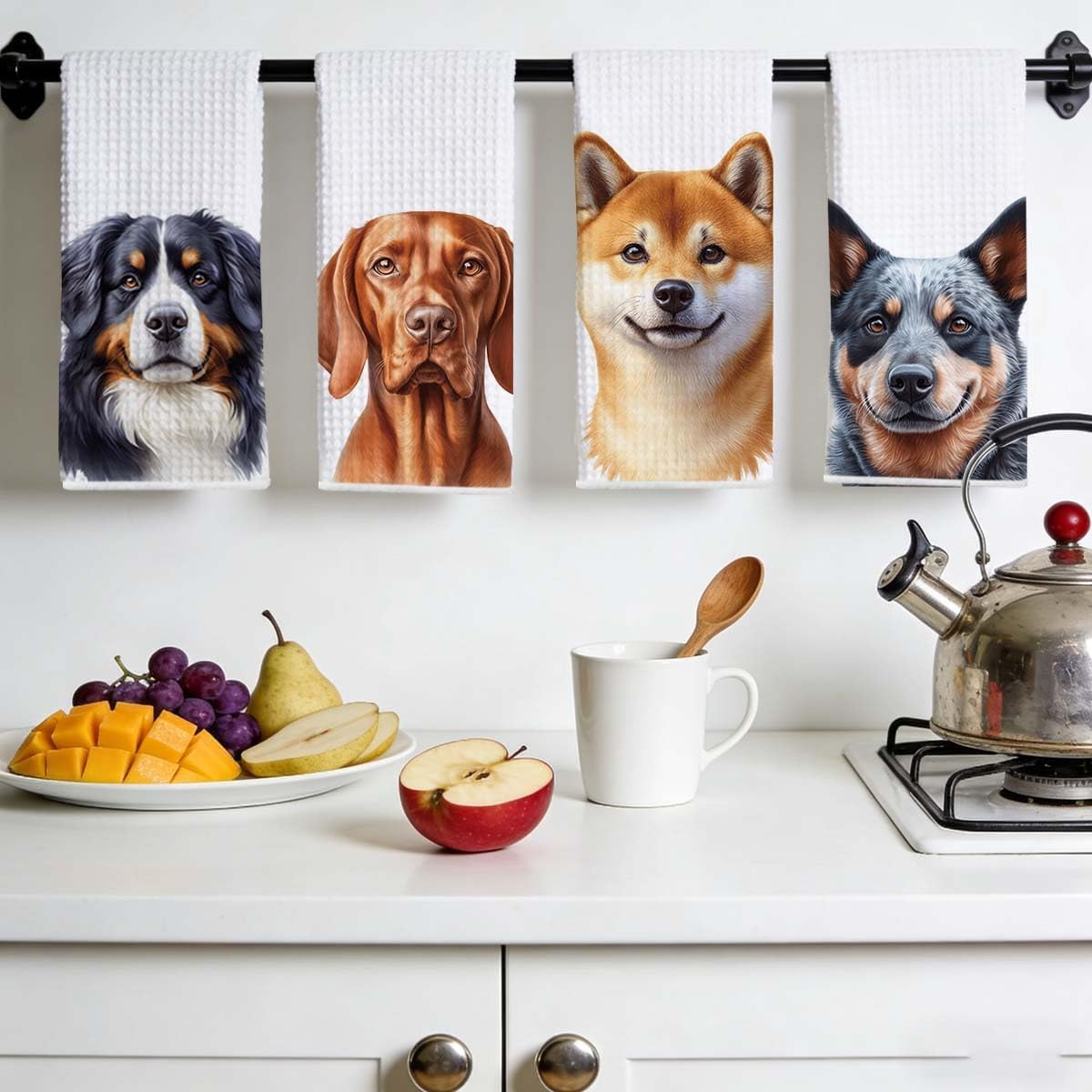 Adorable Shiba Inu Australian Shepherd Dog Kitchen Towel, Absorbent Microfiber D