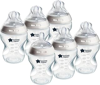 Tommee Tippee Natural Start Baby Bottle Breast-Like Teat 0m+ 260ml | Pack of 6, Slow Flow Breast-Like Teat, Self-Sterilising, Natural Latch Design, BPA Free