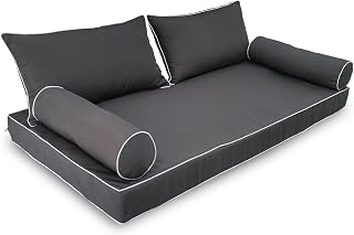 ZOALXZNT Outdoor Daybed Cushion Cover Twin, Twin Size Outdoor Daybed Mattress Bolster Pillow Fitted Sheet Cover (75 * 39 * 6in, Dark Gray)