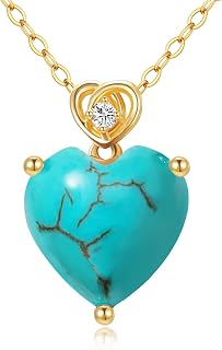 14k Gold Love Heart Gemstone Birthstone Necklaces for Women 3 Carat Heart-cut Created Birthstone Anniversary Birthday Mother's Day Pendant for Her 16+1+1 inch